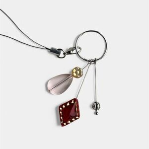 Silver Keychain with Red Pink and Yellow Charms
